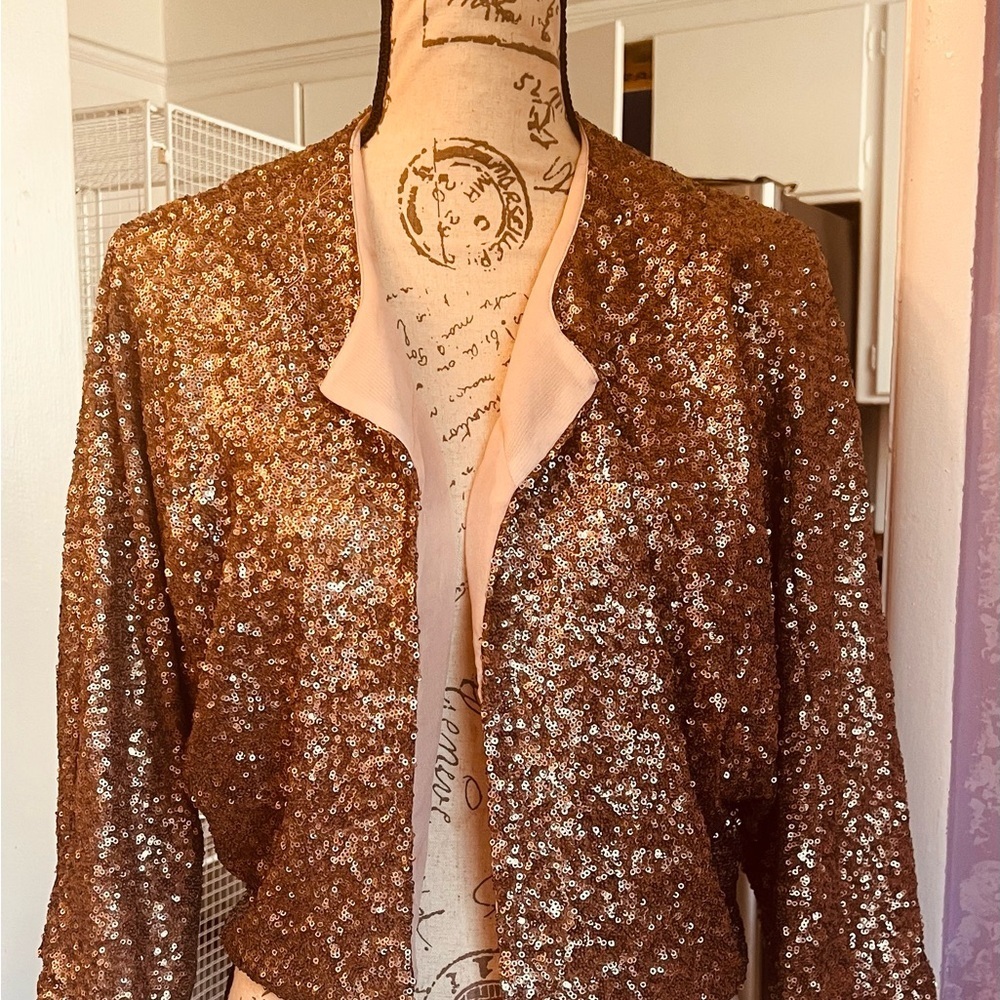 Sequin Line & Dot Rose Gold Jacket - Picture 5 of 17